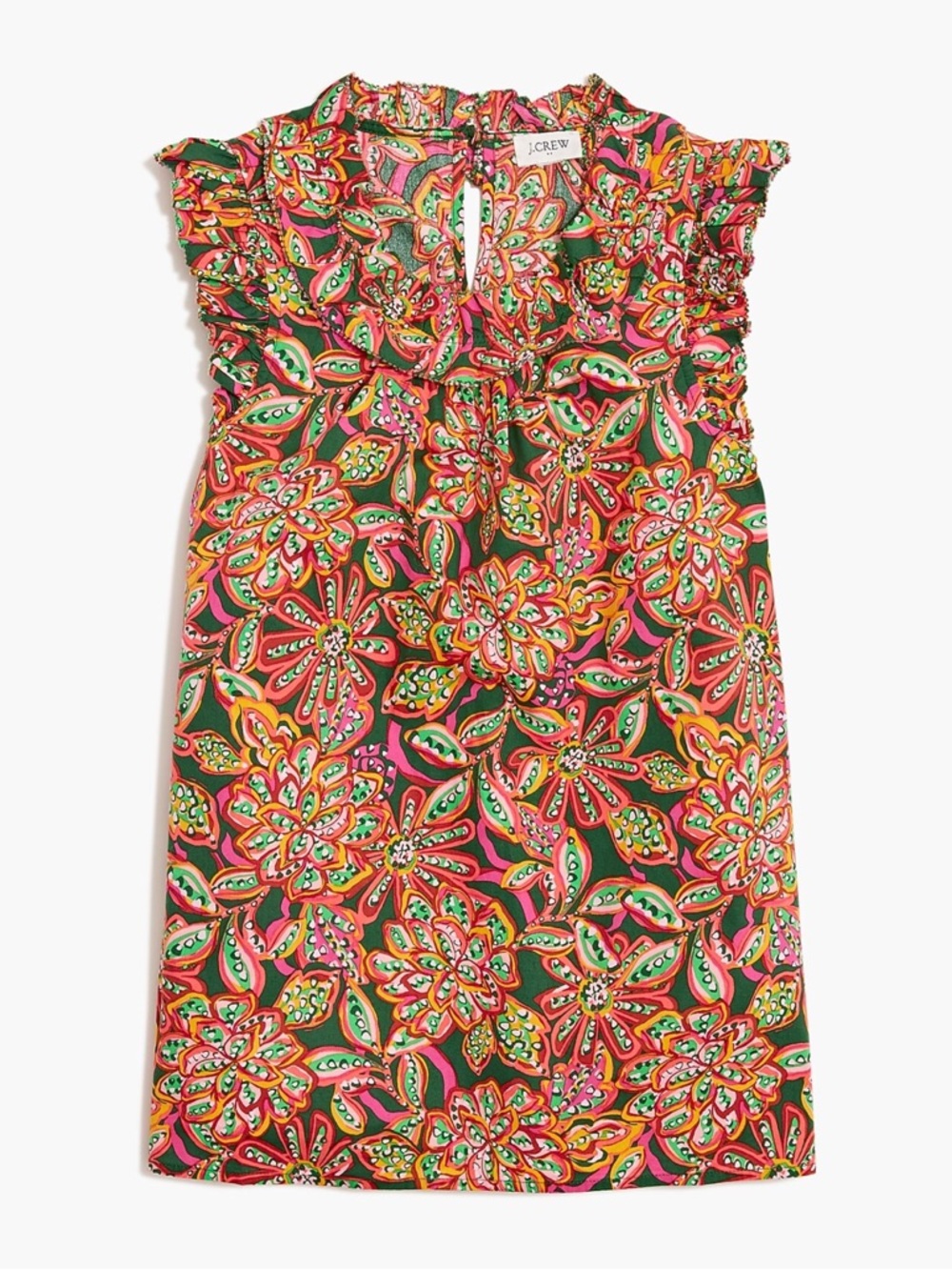 J. Crew Top Women’s XS Floral Ruffle Sleeveless Pretty Spring LIKE NEW!